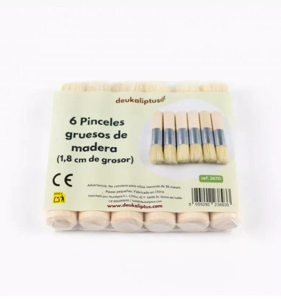 Set 6 pinceles gruesos de madera (1,8 cm grosor) – Deukaliptus