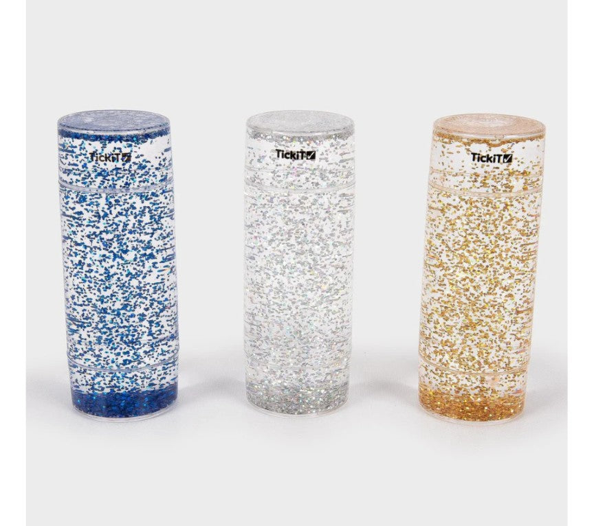 3 Tubos sensoriales tormenta de purpurina