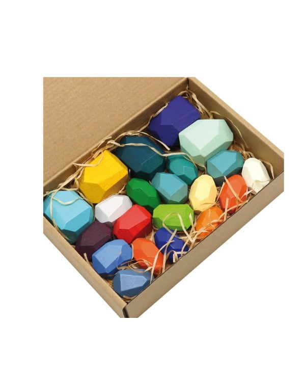 Rocas de madera de colores